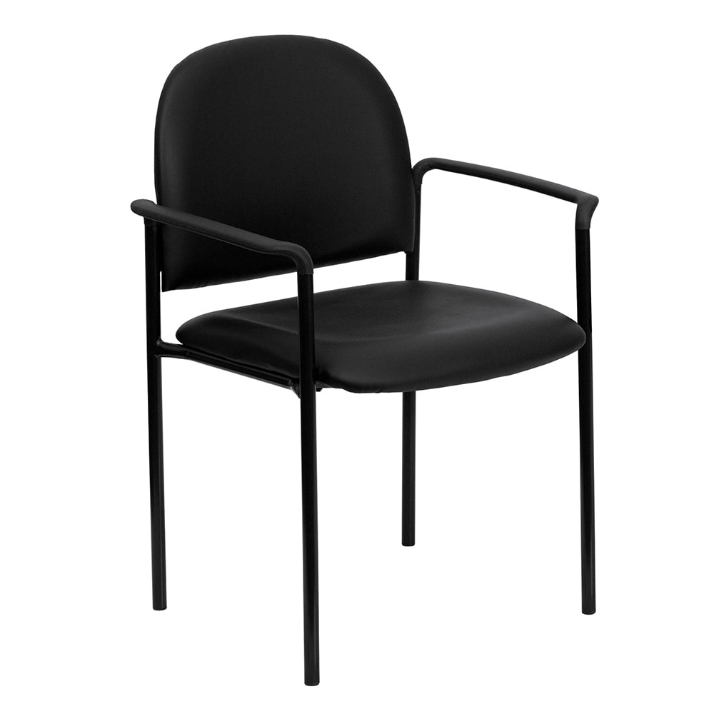 Flash Furniture BT-516-1-VINYL-GG Stacking Reception Side Chair - Navy Blue Vinyl Upholstery, Black Steel Frame
