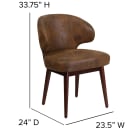 Flash Furniture BT-5-BOM-GG Reception Guest Chair w/ Bomber Jacket Brown - Walnut Beechwood Frame thumbnail 2