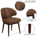 Flash Furniture BT-5-BOM-GG Reception Guest Chair w/ Bomber Jacket Brown - Walnut Beechwood Frame thumbnail 6