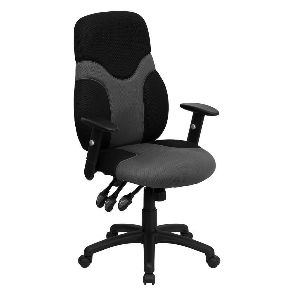 Flash Furniture BT-6001-GYBK-GG Swivel Task Chair w/ High Back - Black/Gray Mesh Back & Seat