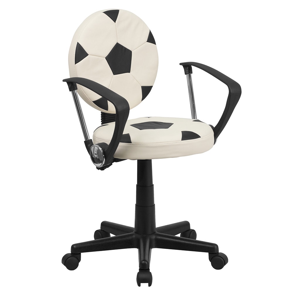 Flash Furniture BT-6177-SOC-A-GG Soccer Task Chair w/ Arms - Vinyl Upholstery, Black Base