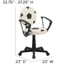 Flash Furniture BT-6177-SOC-A-GG Soccer Task Chair w/ Arms - Vinyl Upholstery, Black Base thumbnail 2