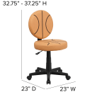 Flash Furniture BT-6178-BASKET-GG Basketball Task Chair - Vinyl Upholstery, Black Nylon Base thumbnail 2