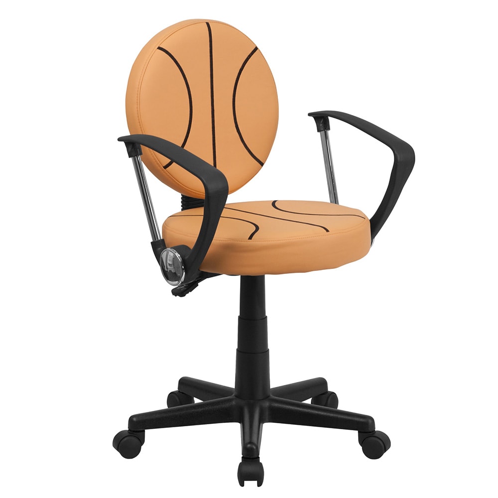 Flash Furniture BT-6178-BASKET-A-GG Basketball Task Chair w/ Arms - Vinyl Upholstery, Black Nylon Base