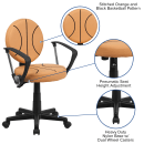 Flash Furniture BT-6178-BASKET-A-GG Basketball Task Chair w/ Arms - Vinyl Upholstery, Black Nylon Base thumbnail 6