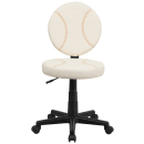 Flash Furniture BT-6179-BASE-GG Baseball Task Chair - Vinyl Upholstery, Black Nylon Base thumbnail 5