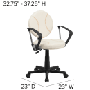 Flash Furniture BT-6179-BASE-A-GG Baseball Task Chair w/ Arms - Vinyl Upholstery, Black Nylon Base thumbnail 2