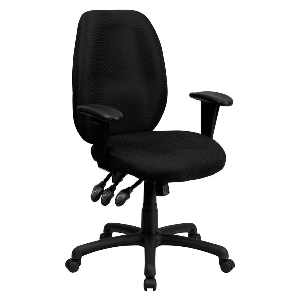 Flash Furniture BT-6191H-BK-GG Swivel Office Chair w/ High Back - Black Fabric Upholstery