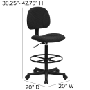 Flash Furniture BT-659-BLK-GG Swivel Drafting Stool w/ Low Back - Black Polyester Upholstery thumbnail 2