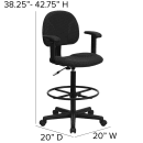 Flash Furniture BT-659-BLK-ARMS-GG Swivel Drafting Stool w/ Arms & Low Back - Black Polyester Upholstery thumbnail 2