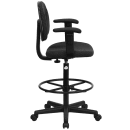 Flash Furniture BT-659-BLK-ARMS-GG Swivel Drafting Stool w/ Arms & Low Back - Black Polyester Upholstery thumbnail 3