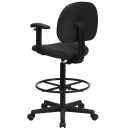 Flash Furniture BT-659-BLK-ARMS-GG Swivel Drafting Stool w/ Arms & Low Back - Black Polyester Upholstery thumbnail 4
