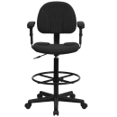 Flash Furniture BT-659-BLK-ARMS-GG Swivel Drafting Stool w/ Arms & Low Back - Black Polyester Upholstery thumbnail 5