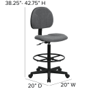 Flash Furniture BT-659-GRY-GG Swivel Drafting Stool w/ Low Back - Gray Polyester Upholstery thumbnail 2