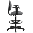 Flash Furniture BT-659-GRY-ARMS-GG Swivel Drafting Stool w/ Arms & Low Back - Gray Polyester Upholstery thumbnail 3