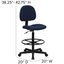 Flash Furniture BT-659-NVY-GG Swivel Drafting Stool w/ Low Back - Navy Blue Polyester Upholstery thumbnail 2