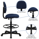 Flash Furniture BT-659-NVY-GG Swivel Drafting Stool w/ Low Back - Navy Blue Polyester Upholstery thumbnail 6