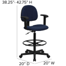 Flash Furniture BT-659-NVY-ARMS-GG Swivel Drafting Stool w/ Arms & Low Back - Navy Blue Polyester Upholstery thumbnail 2