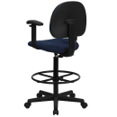 Flash Furniture BT-659-NVY-ARMS-GG Swivel Drafting Stool w/ Arms & Low Back - Navy Blue Polyester Upholstery thumbnail 4