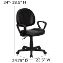 Flash Furniture BT-688-BK-A-GG Swivel Office Chair w/ Mid Back - Black LeatherSoft Upholstery thumbnail 2