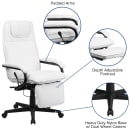 Flash Furniture BT-70172-WH-GG Reclining Swivel Office Chair w/ High Back - White LeatherSoft Upholstery thumbnail 6