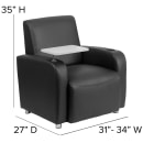 Flash Furniture BT-8217-BK-GG Guest Chair - Tablet Arm -  Black LeatherSoft Upholstery, Chrome Feet thumbnail 2