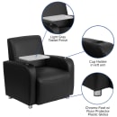 Flash Furniture BT-8217-BK-GG Guest Chair - Tablet Arm -  Black LeatherSoft Upholstery, Chrome Feet thumbnail 6