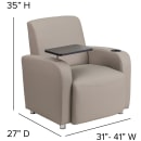 Flash Furniture BT-8217-GV-GG Guest Chair w/ Tablet Arm -  Gray LeatherSoft Upholstery thumbnail 2