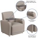 Flash Furniture BT-8217-GV-GG Guest Chair w/ Tablet Arm -  Gray LeatherSoft Upholstery thumbnail 6