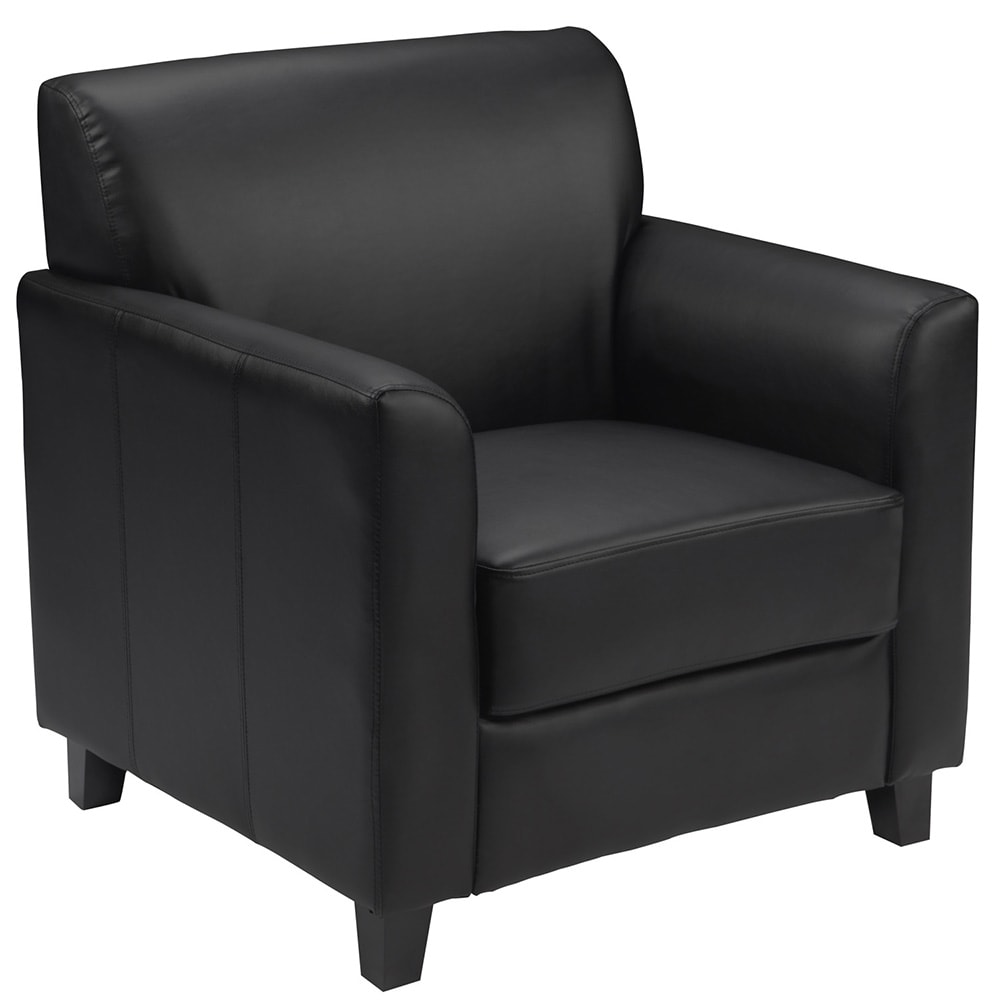 Flash Furniture BT-827-1-BK-GG Reception Arm Chair - Black LeatherSoft Upholstery, Black Wood Feet