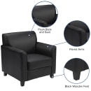 Flash Furniture BT-827-1-BK-GG Reception Arm Chair - Black LeatherSoft Upholstery, Black Wood Feet thumbnail 4