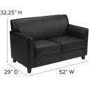 Flash Furniture BT-827-2-BK-GG Reception Loveseat w/ Black LeatherSoft Upholstery, Black Wood Feet thumbnail 2