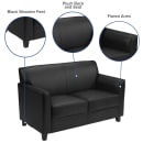 Flash Furniture BT-827-2-BK-GG Reception Loveseat w/ Black LeatherSoft Upholstery, Black Wood Feet thumbnail 4