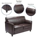 Flash Furniture BT-827-2-BN-GG Reception Loveseat w/ Brown LeatherSoft Upholstery, Black Wood Feet thumbnail 4