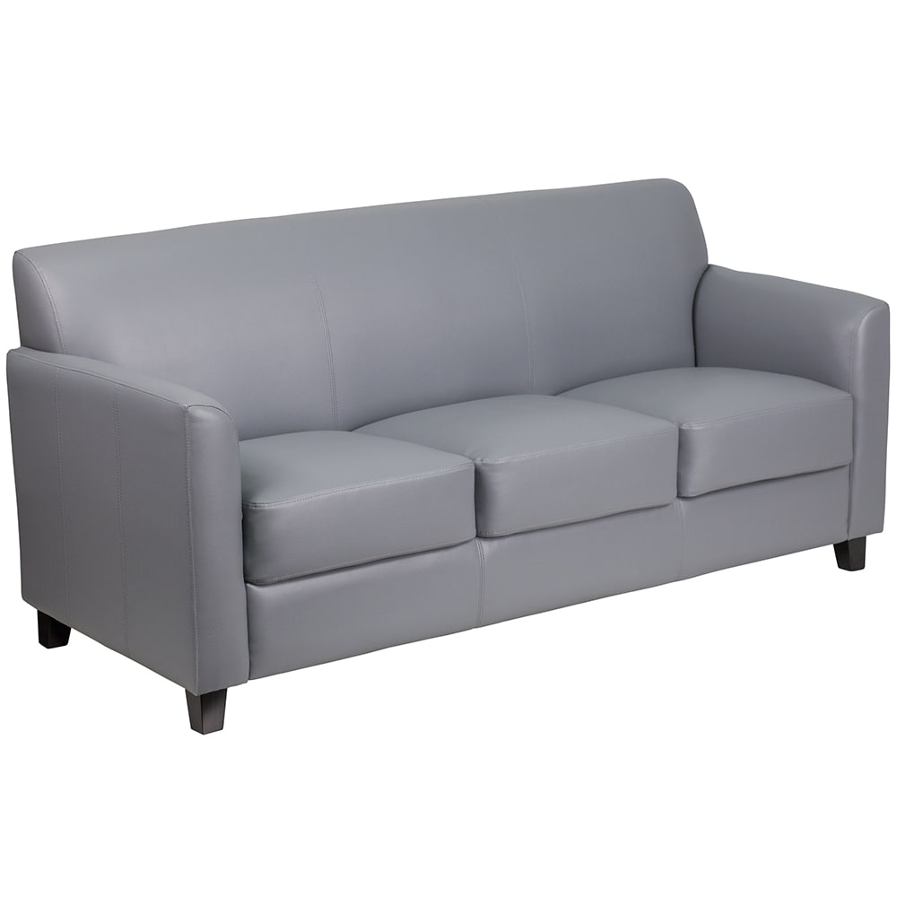 Flash Furniture BT-827-3-GY-GG 70" Reception Sofa w/ Gray LeatherSoft Upholstery - Black Wood Feet