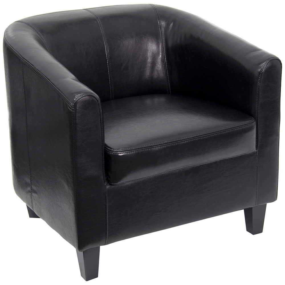 Flash Furniture BT-873-BK-GG Reception Arm Chair - Black LeatherSoft Upholstery, Black Wood Legs
