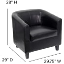 Flash Furniture BT-873-BK-GG Reception Arm Chair - Black LeatherSoft Upholstery, Black Wood Legs thumbnail 2