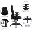 Flash Furniture BT-90297H-A-GG Swivel Office Chair w/ High Back - Black Polyester Upholstery thumbnail 6