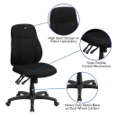 Flash Furniture BT-90297M-GG Swivel Office Chair w/ Mid Back - Black Polyester Upholstery thumbnail 6