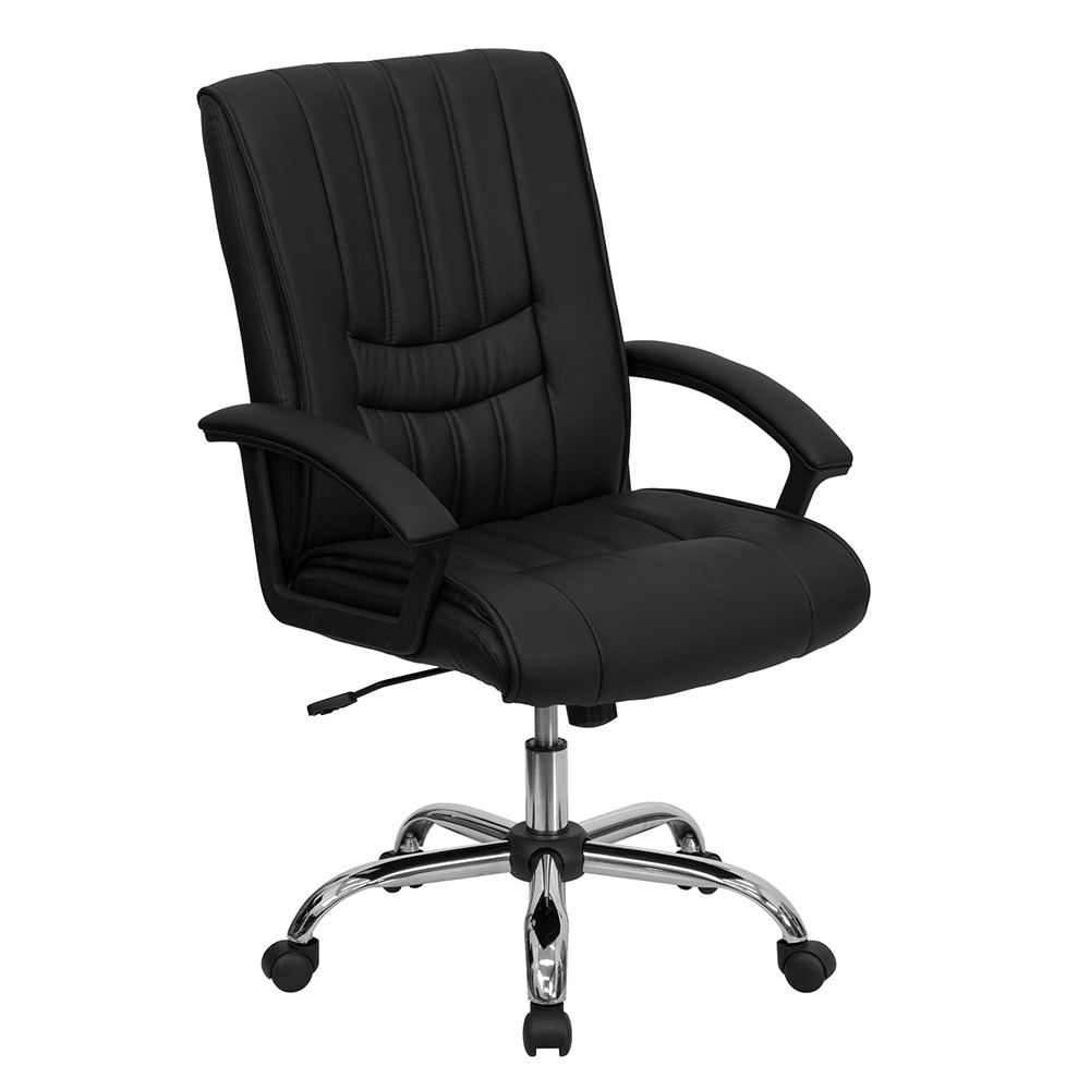 Flash Furniture BT-9076-BK-GG Swivel Office Chair w/ Mid Back - Black LeatherSoft Upholstery