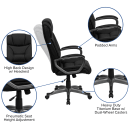 Flash Furniture BT-9177-BK-GG Swivel Office Chair w/ High Back - Black LeatherSoft Upholstery thumbnail 6