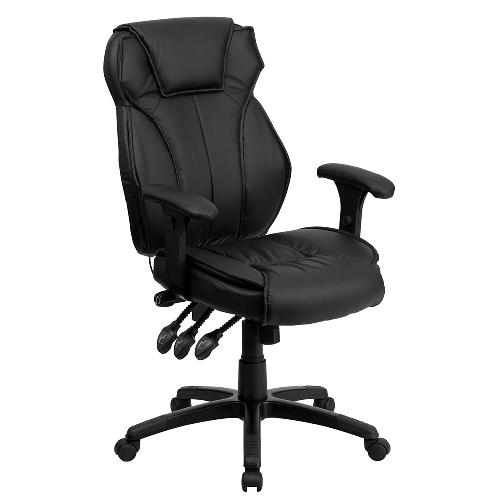 Flash Furniture BT-9835H-GG Swivel Office Chair w/ High Back - Black LeatherSoft Upholstery
