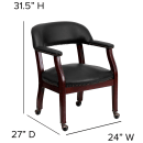 Flash Furniture B-Z100-BLACK-GG Rolling Conference Chair w/ Black Vinyl Upholstery & Mahogany Wood Frame thumbnail 3