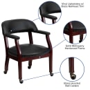 Flash Furniture B-Z100-BLACK-GG Rolling Conference Chair w/ Black Vinyl Upholstery & Mahogany Wood Frame thumbnail 7