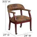 Flash Furniture B-Z100-BRN-GG Rolling Conference Chair w/ Bomber Jacket Brown Microfiber Upholstery & Mahogany Wood Frame thumbnail 2