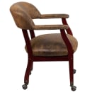 Flash Furniture B-Z100-BRN-GG Rolling Conference Chair w/ Bomber Jacket Brown Microfiber Upholstery & Mahogany Wood Frame thumbnail 3