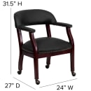 Flash Furniture B-Z100-LF-0005-BK-LEA-GG Rolling Conference Chair w/ Black Italian Leather Upholstery & Mahogany Wood Frame thumbnail 2