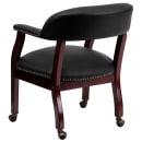 Flash Furniture B-Z100-LF-0005-BK-LEA-GG Rolling Conference Chair w/ Black Italian Leather Upholstery & Mahogany Wood Frame thumbnail 4