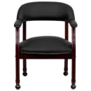 Flash Furniture B-Z100-LF-0005-BK-LEA-GG Rolling Conference Chair w/ Black Italian Leather Upholstery & Mahogany Wood Frame thumbnail 5