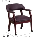 Flash Furniture B-Z100-LF19-LEA-GG Rolling Conference Chair w/ Burgundy Italian Leather Upholstery & Mahogany Wood Frame thumbnail 2
